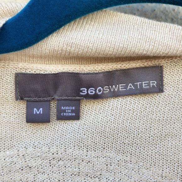 360SWEATER Sequin Skull Cardigan Cream Silver V neck Long Sleeve Women Size M - Picture 8 of 9